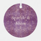 Girly Paarse Glitzy Sparkle Metalen Ornament (Voorkant)