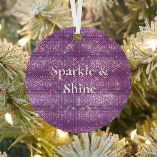 Girly Paarse Glitzy Sparkle Metalen Ornament (Insitu)