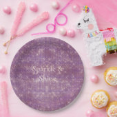 Girly Paarse Glitzy Sparkle Papieren Bordje (Feest)