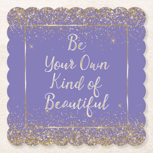 Girly Paarse gouden glitter mooie quote Kartonnen Onderzetters (Voorkant)