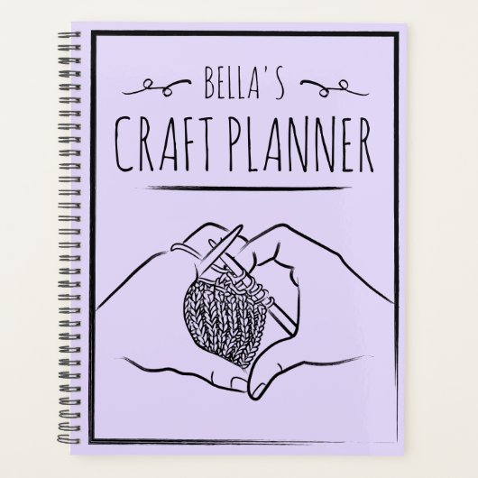 Girly Paarse hart handen tekenen ambacht breien Planner (Voorkant)