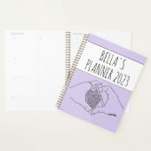 Girly Paarse hart handen tekenen breien Planner (Display)