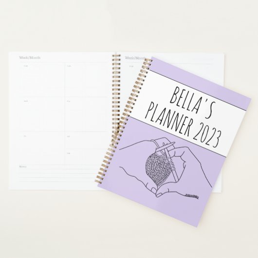 Girly Paarse hart handen tekenen breien Planner (Display)