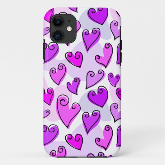 Girly Paarse Harten Schattigee Romantische Valenti Case-Mate iPhone Case (Achterkant)