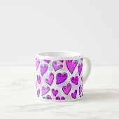 Girly Paarse Harten Schattigee Romantische Valenti Espresso Kop (Voorkant rechts)