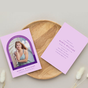 Girly Paarse Lavendel Foto Arch Graduation Party Kaart