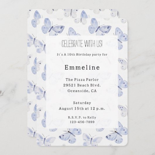 Girly Paarse Lavendel Vlinders Verjaardag Kaart (Voorkant / Achterkant)