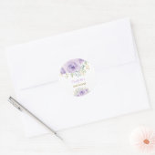 Girly Paarse Lila Bloemen Baby shower gunst Ronde Sticker (Envelop)