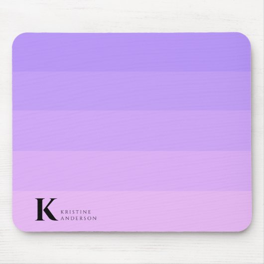 Girly Paarse Lila Ombre Classic Monogram Muismat (Voorkant)