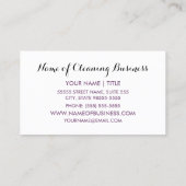 Girly Paarse Maid Silhouette Huishouding Visitekaartje (Achterkant)