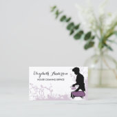 Girly Paarse Maid Silhouette Huishouding Visitekaartje (Staand voorkant)