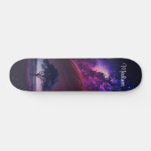 Girly Paarse Midnight Sky Tree Aangepaste naam Persoonlijk Skateboard (Horizontaal)