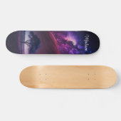 Girly Paarse Midnight Sky Tree Aangepaste naam Persoonlijk Skateboard (Horizontaal)