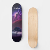 Girly Paarse Midnight Sky Tree Aangepaste naam Persoonlijk Skateboard (Voorkant)