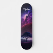 Girly Paarse Midnight Sky Tree Aangepaste naam Persoonlijk Skateboard (Voorkant)