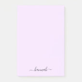 Girly Paarse Monogram Modern Script Gepersonalisee Post-it® Notes (Voorkant)