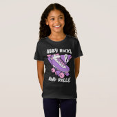 Girly Paarse Roller Schaats Naam 8e Verjaardag T-shirt (Voorkant volledig)