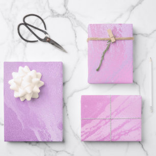 Girly Paarse Roze Abstract Inpakpapier Vel