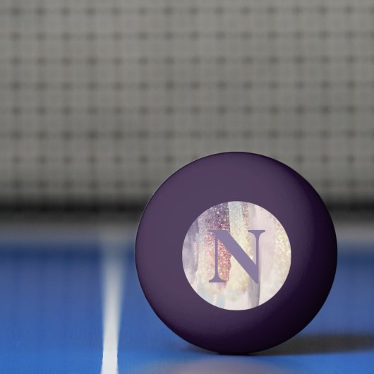 Girly paarse roze glitter sparkle initiaal monogra pingpongbal (Net)