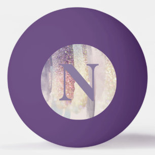 Girly paarse roze glitter sparkle initiaal monogra pingpongbal