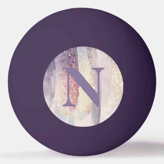 Girly paarse roze glitter sparkle initiaal monogra pingpongbal (Voorkant)