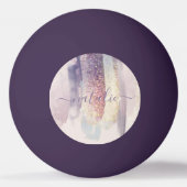 Girly paarse roze glitter sparkle initiaal monogra pingpongbal (Achterkant)