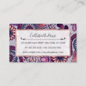 Girly Paarse Roze Koraal Blauw Geschilderde Bloeme Visitekaartje (Achterkant)