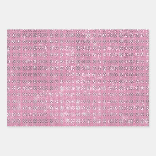 Girly Paarse Silver Pink Glitzy Sparkle Inpakpapier Vel (Voorkant 3)