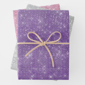 Girly Paarse Silver Pink Glitzy Sparkle Inpakpapier Vel (In situ)