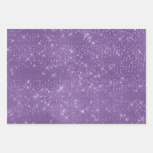 Girly Paarse Silver Pink Glitzy Sparkle Inpakpapier Vel (Voorkant)