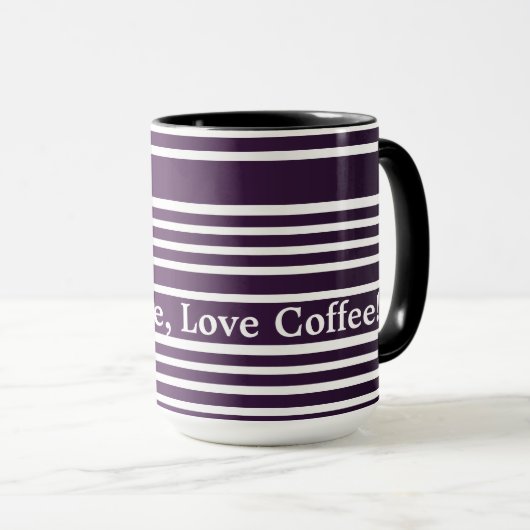 Girly paarse streep ontworpen drink mok (Voorkant rechts)