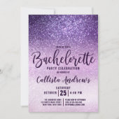 Girly Paarse Triple Glitter Bachelorette Kaart (Voorkant)