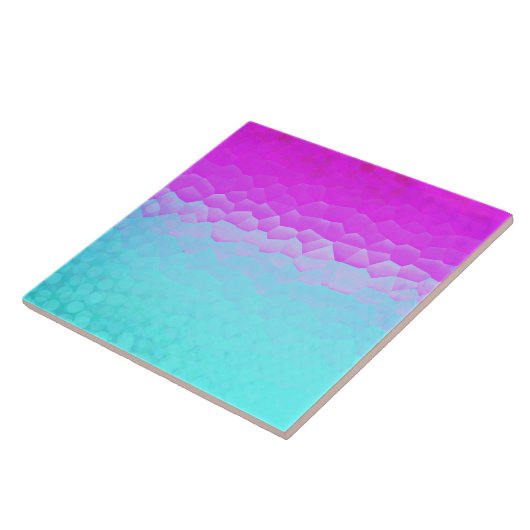 Girly Paarse Turquoise Ombre Mozaïek Bokeh Patroon Tegeltje (Zijkant)