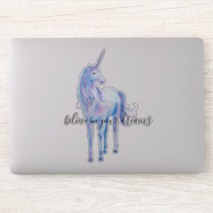 Girly Paarse Unicorn Dream Inspirerend Citaat Sticker
