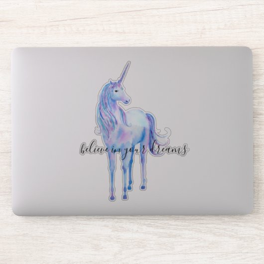 Girly Paarse Unicorn Dream Inspirerend Citaat Sticker (Computer)