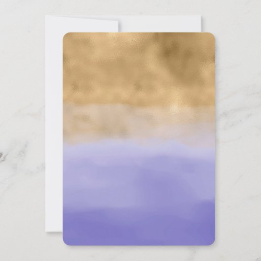 Girly Paarse Waterverf gouden glitter Kaart (Achterkant)