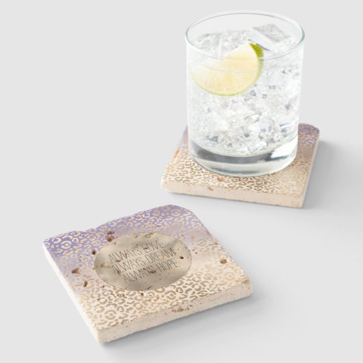 Girly Paarse Wit Goud Ombre Leopard Stenen Onderzetter (Zijkant)