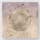 Girly Paarse Wit Goud Ombre Leopard Stenen Onderzetter (Voorkant)