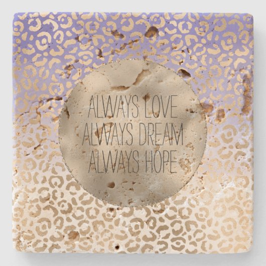 Girly Paarse Wit Goud Ombre Leopard Stenen Onderzetter (Voorkant)