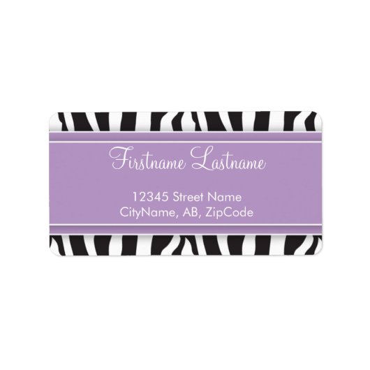 Girly Paarse Zebra Print Adreslabel Etiket (Voorkant)