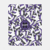 girly paarse zwarte volleybal team kleuren fleece deken (Voorkant)