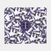 girly paarse zwarte volleybal team kleuren fleece deken (Voorkant (Horizontaal))