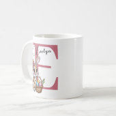 Girly Paasmand Konijn Aangepaste Naam Koffiemok (Voorkant links)