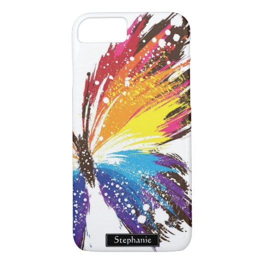 Girly Paint Splashed Realistic Butterfly Monogram Case-Mate iPhone Case (Achterkant)