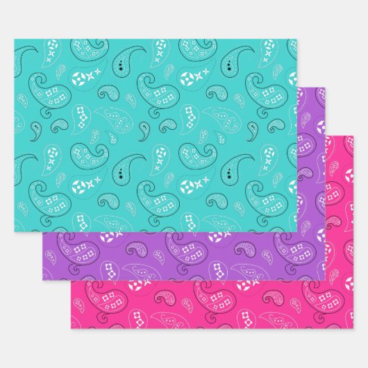 Girly Paisley Bandana Assortment Inpakpapier Vel (Set)