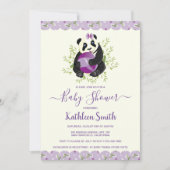 Girly Panda Beer Baby shower Bleek Lila Foto Kaart (Voorkant)