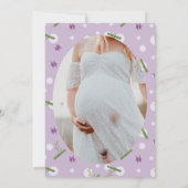 Girly Panda Beer Baby shower Bleek Lila Foto Kaart (Achterkant)