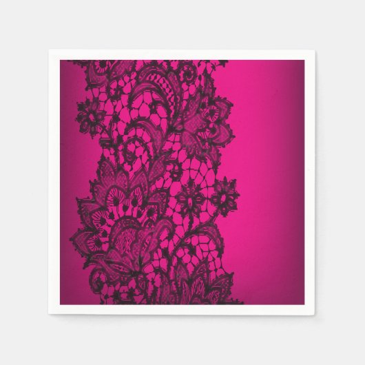 Girly Paris Fuchsia Zwart  kant Servet (Voorkant)