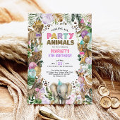 Girly Party Animals Wild Oerwoud Safari Birthday Kaart