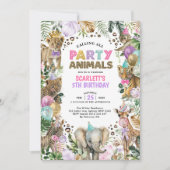 Girly Party Animals Wild Oerwoud Safari Birthday Kaart (Voorkant)